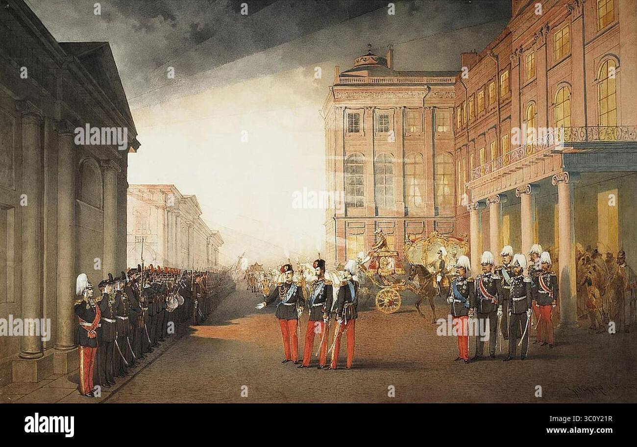 Mihaly von Zichy-Parade Anichkov Palais de Pétersbourg. Banque D'Images