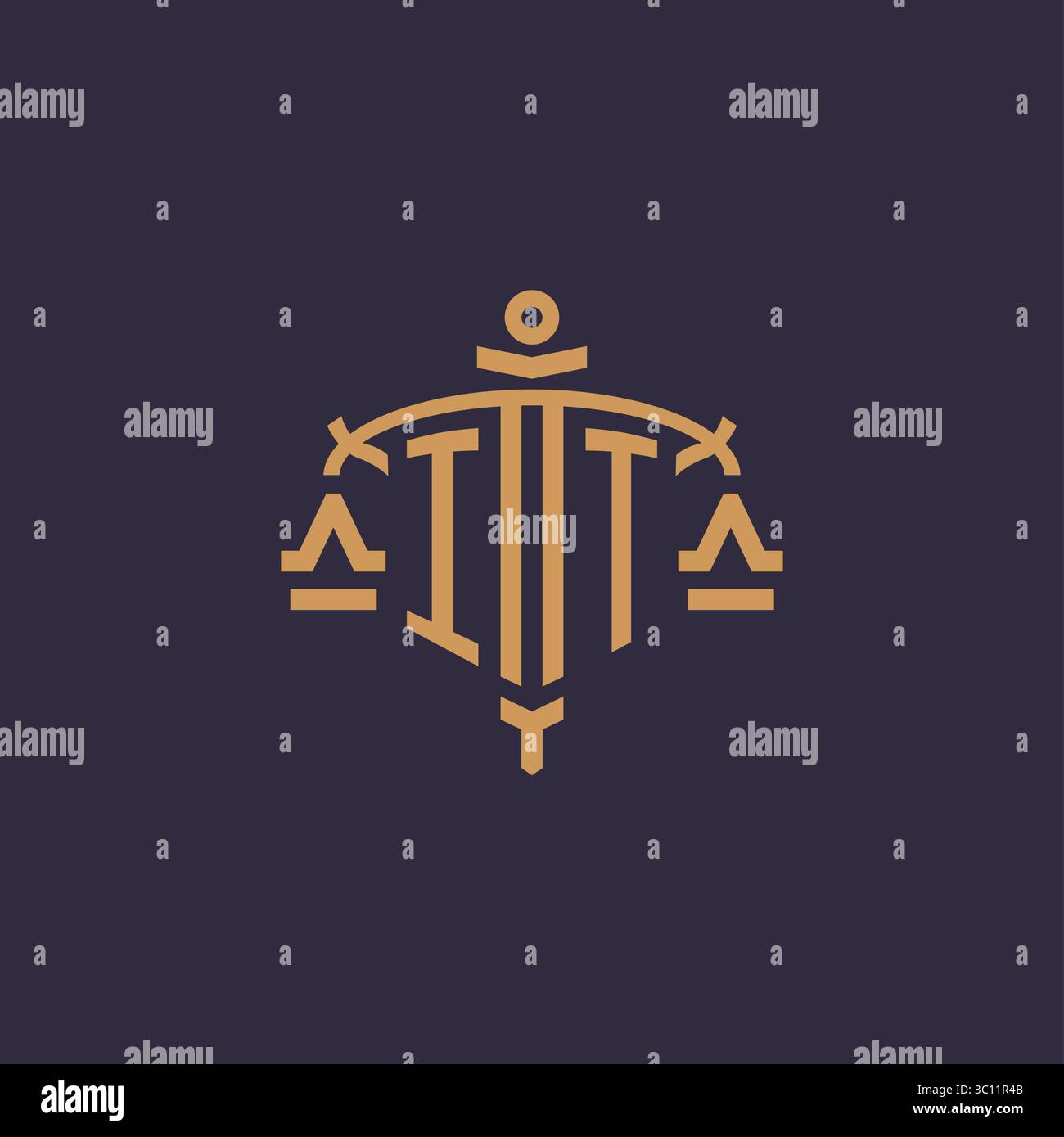 Monogram IT logo pour cabinet juridique avec échelle géométrique et graphique vectoriel de style d'épée Illustration de Vecteur