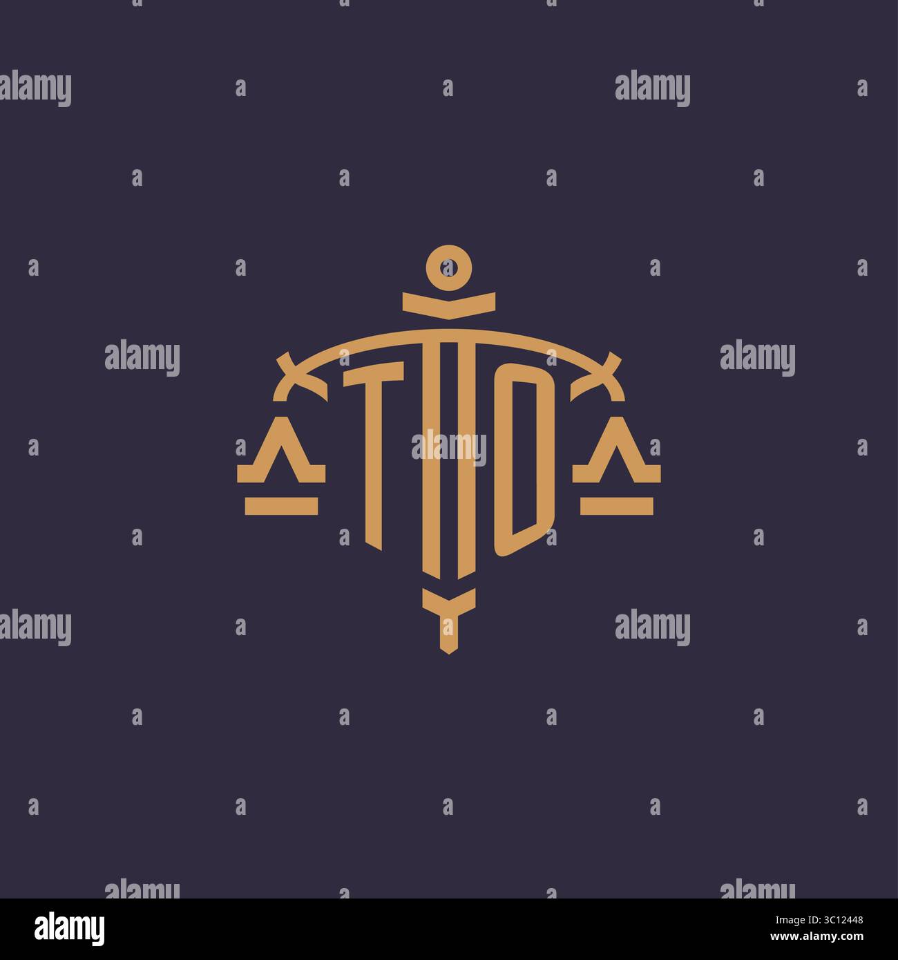 Monogramme AU logo pour cabinet juridique avec échelle géométrique et graphique vectoriel de style d'épée Illustration de Vecteur