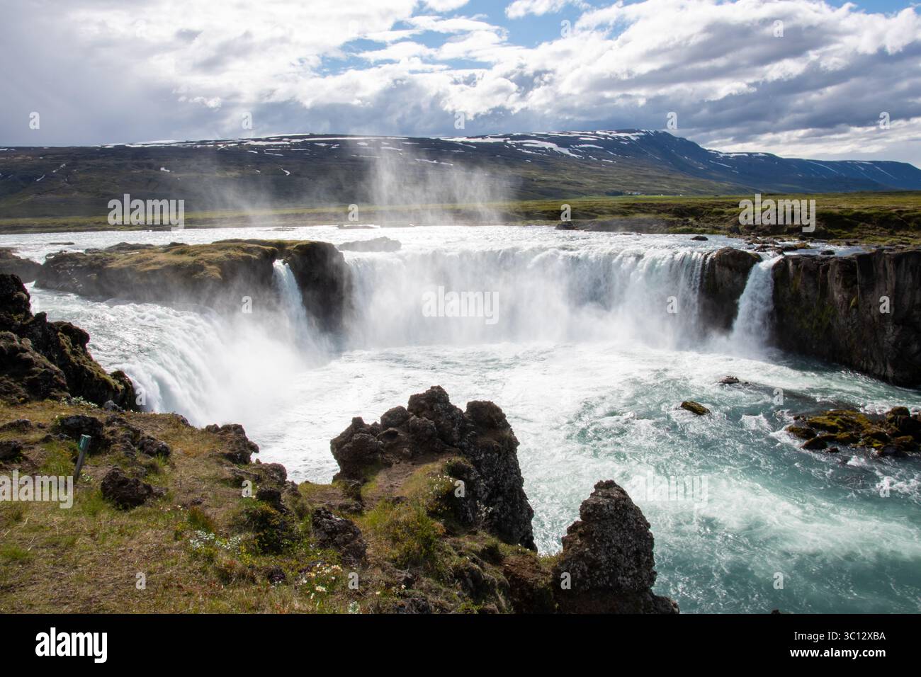 Islande chutes d'eau glacées plages bleues volcans godafoss Banque D'Images