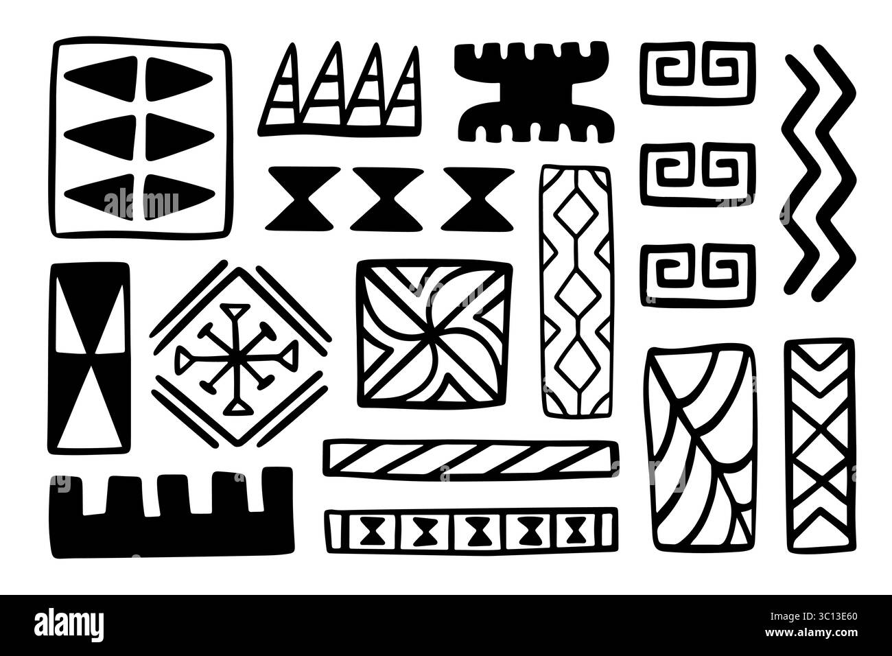 Symboles d'icône tribale hawaïenne, formes géométriques définies Illustration de Vecteur