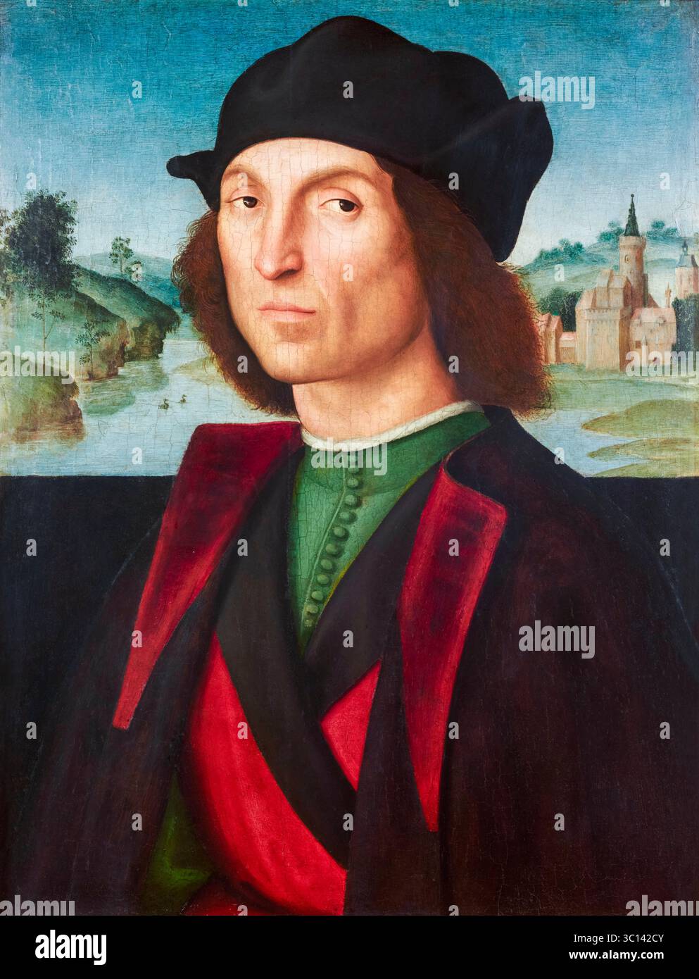 Raffaello Sanzio da Urbino appelé Raphaël, Portrait d'homme, peinture à l'huile sur panneau, 1500-1502 Banque D'Images