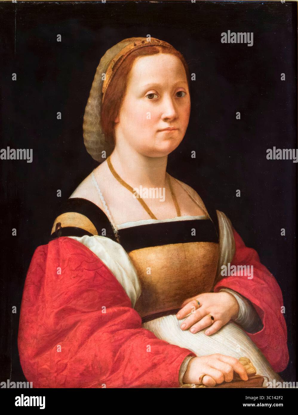 Raffaello Sanzio da Urbino appelé Raphaël, Portrait d'une femme (la Gravida), peinture à l'huile sur bois, vers 1507 Banque D'Images