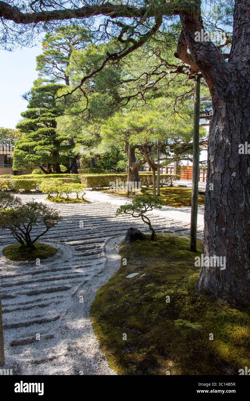 Kyoto Japon temples sakura cerisiers parcs personnes fleurs d'argent statues jardins de sable Pavillon d'argent - Ginkakuji Higashiyama Jisho-ji Banque D'Images