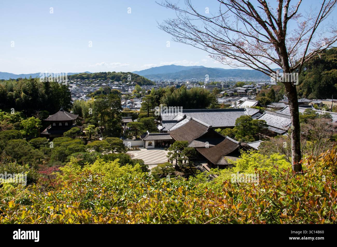 Kyoto Japon temples sakura cerisiers parcs personnes fleurs d'argent statues jardins de sable Pavillon d'argent - Ginkakuji Higashiyama Jisho-ji Banque D'Images