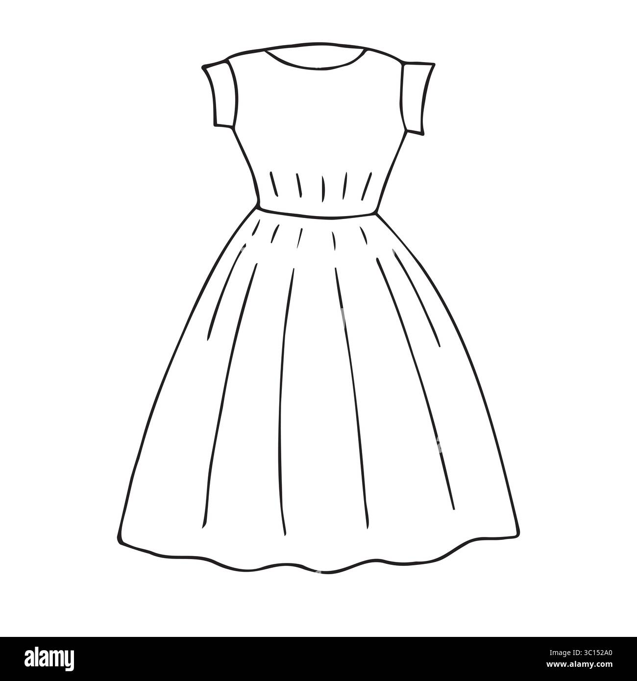 Robe de contour de doodle dessinée à la main par vecteur Illustration de Vecteur