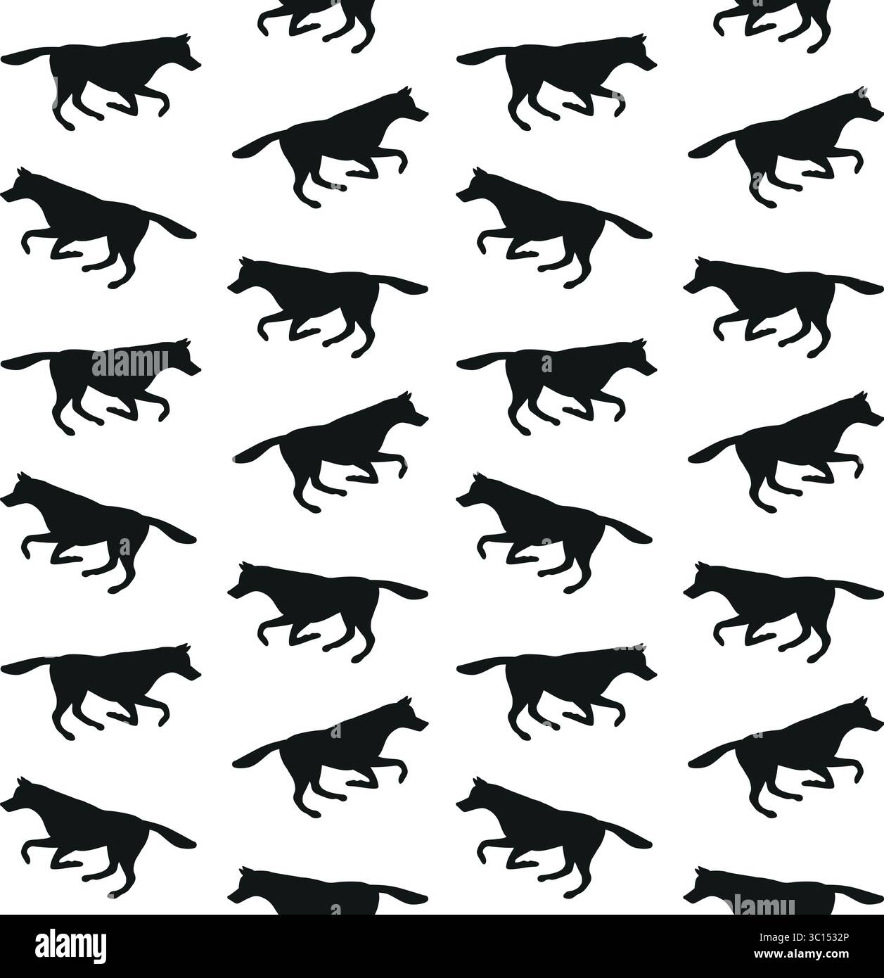 Silhouette de chien de berger plat Vector Running Illustration de Vecteur