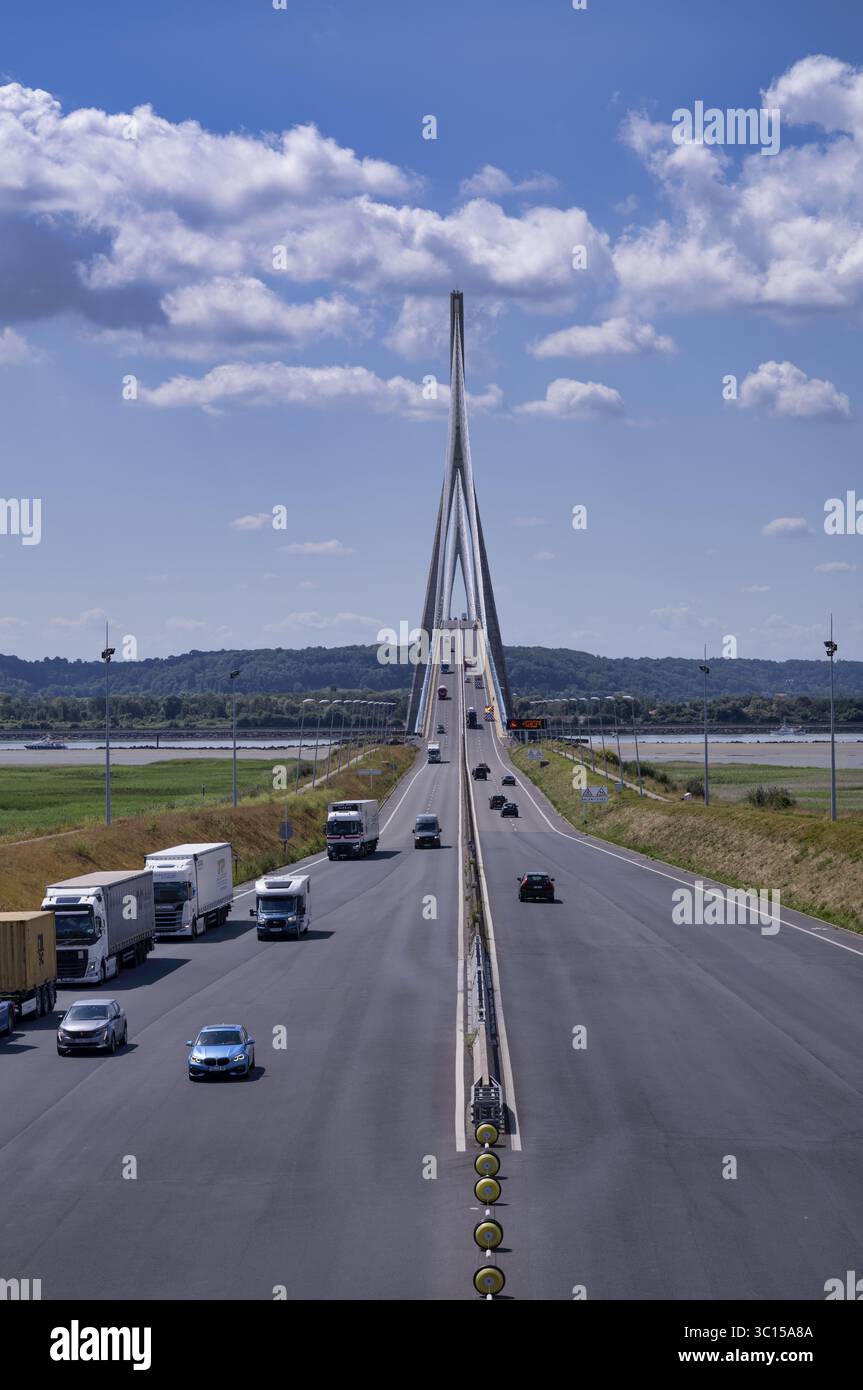 Pont de Normandie, Pont de Normandie, pont à haubans, le Havre, Honfleur, Normandie, Calvados, France Banque D'Images