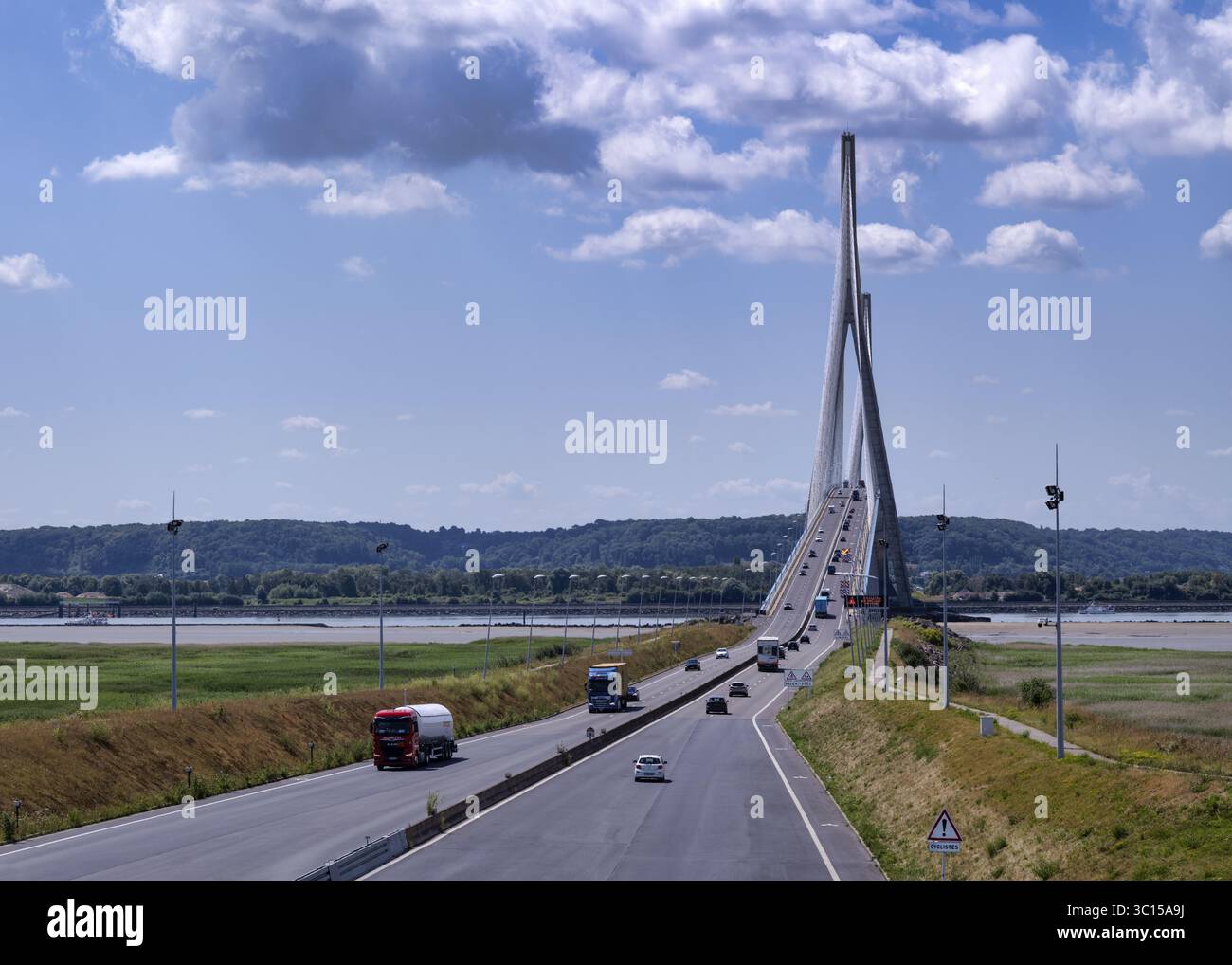 Pont de Normandie, Pont de Normandie, pont à haubans, le Havre, Honfleur, Normandie, Calvados, France Banque D'Images