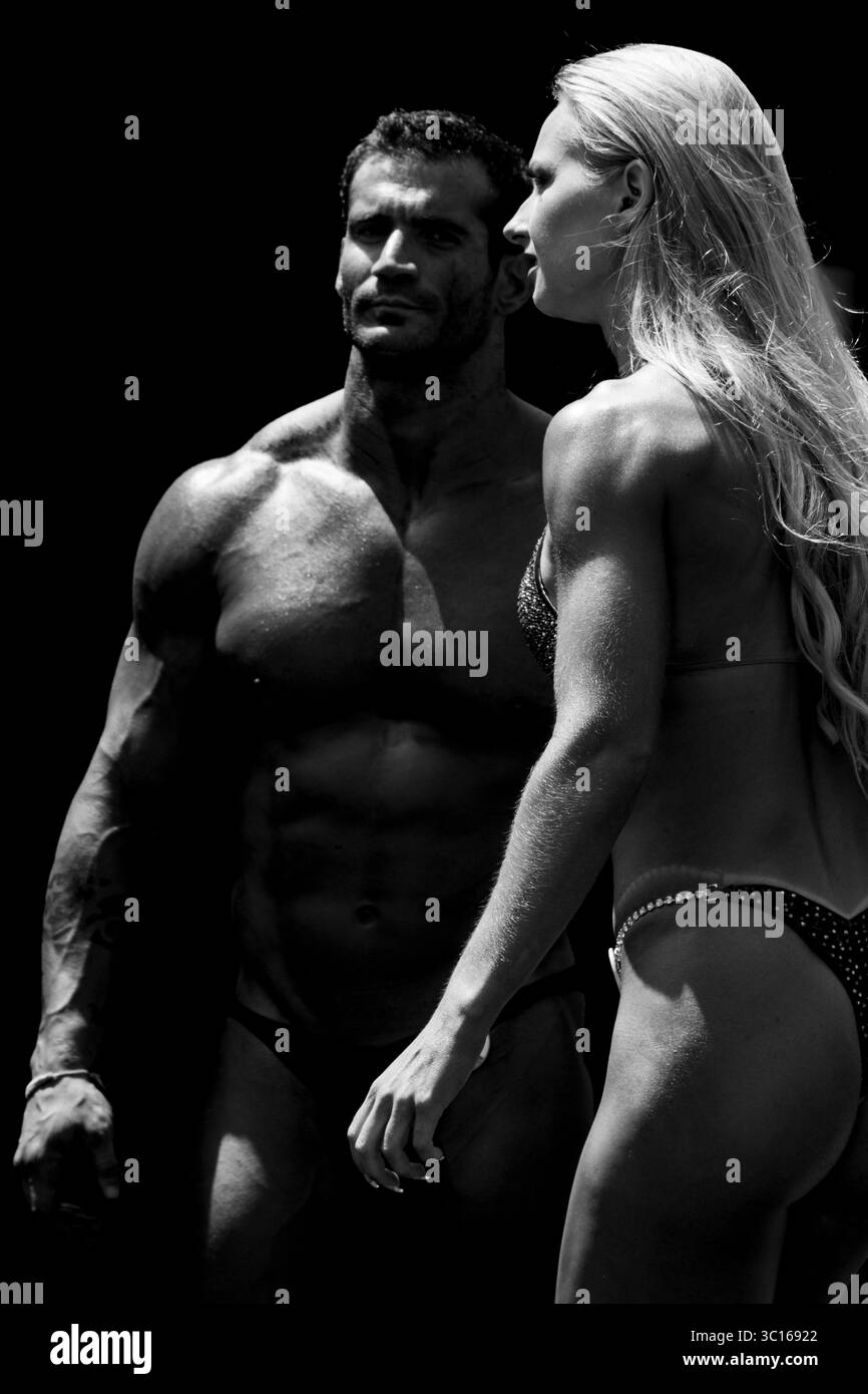 Concours Mr. and Mrs. muscle Beach, Venice Beach, Californie, États-Unis d'Amérique. 4 juillet 2025. Banque D'Images