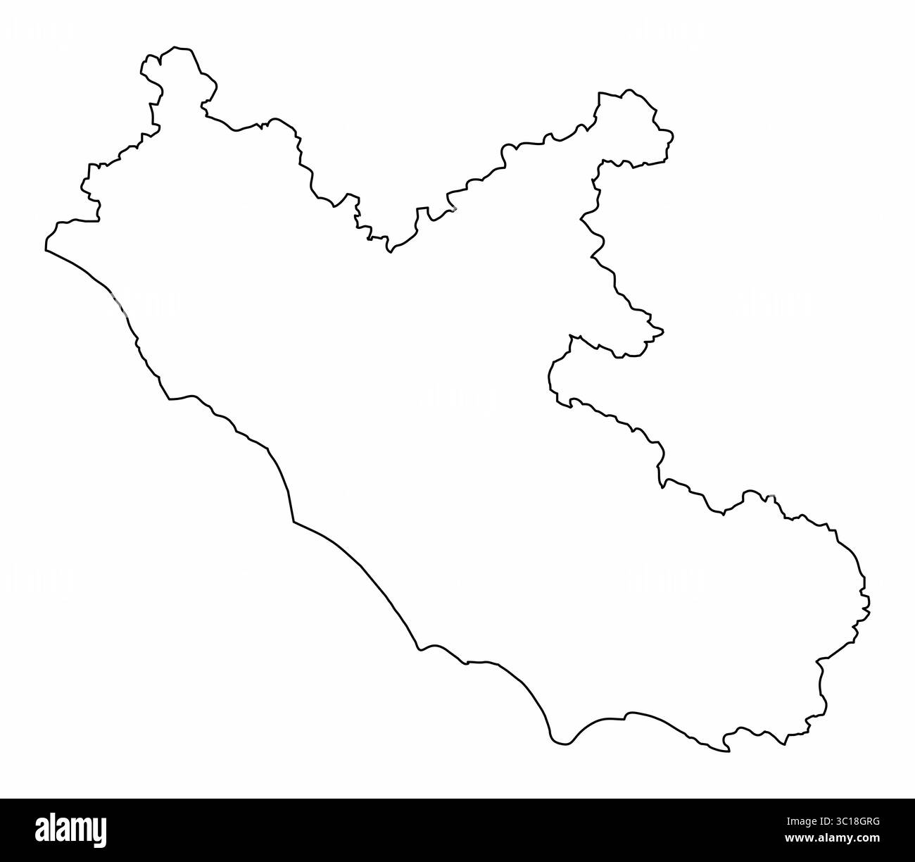 Carte de contour du Latium isolé sur fond blanc, Italie Illustration de Vecteur