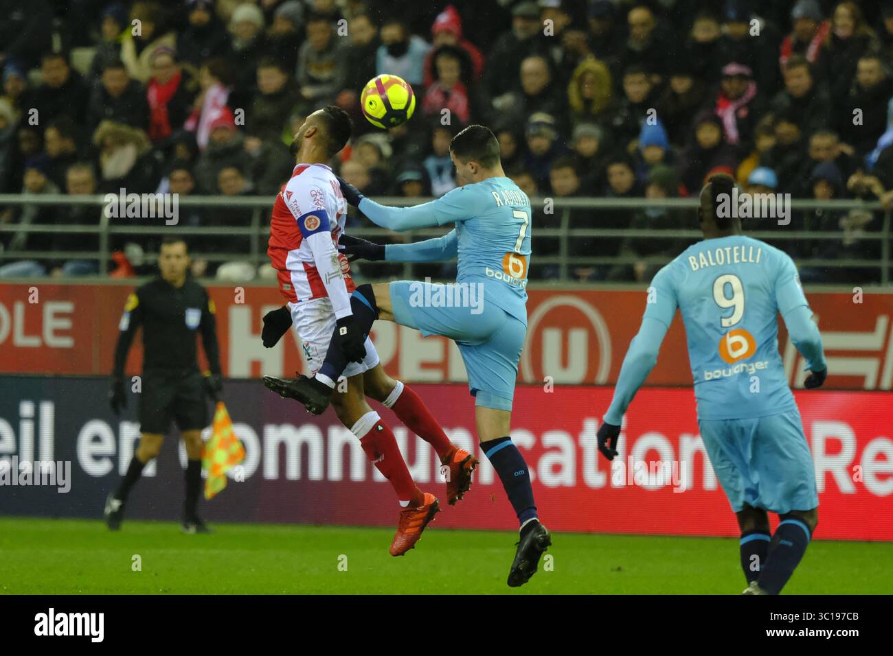 3 février 2019 - Reims, Marne, France - le milieu de terrain de Reims JACQUES ALAIXYS ROMAO en action lors du championnat de France de football, Ligue 1 Conforama, stade de Reims contre l'Olympique de Marseille au stade Auguste Delaune de Reims - France..Reims a gagné 2-1 (crédit image : © Pierre Stevenin/ZUMA Wire) Banque D'Images