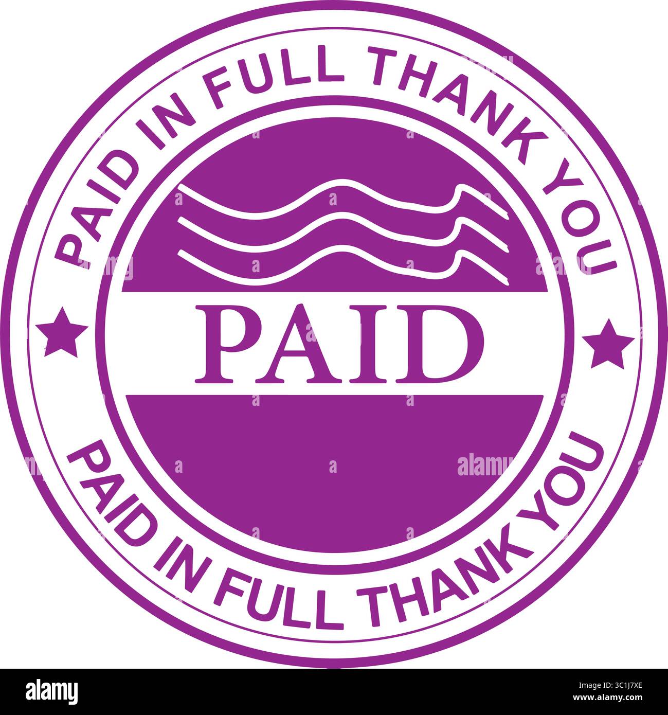 Timbre « payé en totalité, merci » Sceau vectoriel violet pour les factures Illustration de Vecteur