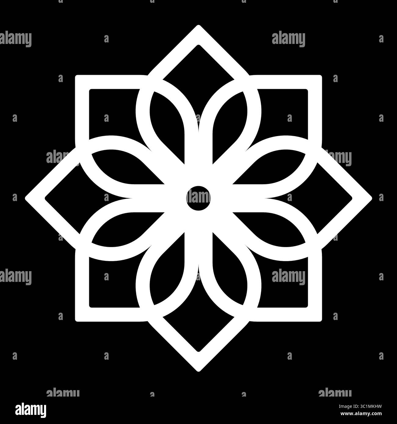 Motif géométrique abstrait avec lignes blanches de grille. Silhouette de Gobos Flowers Line fenêtre motif de texture légère, effet ombre claire gros plan extrême. Banque D'Images