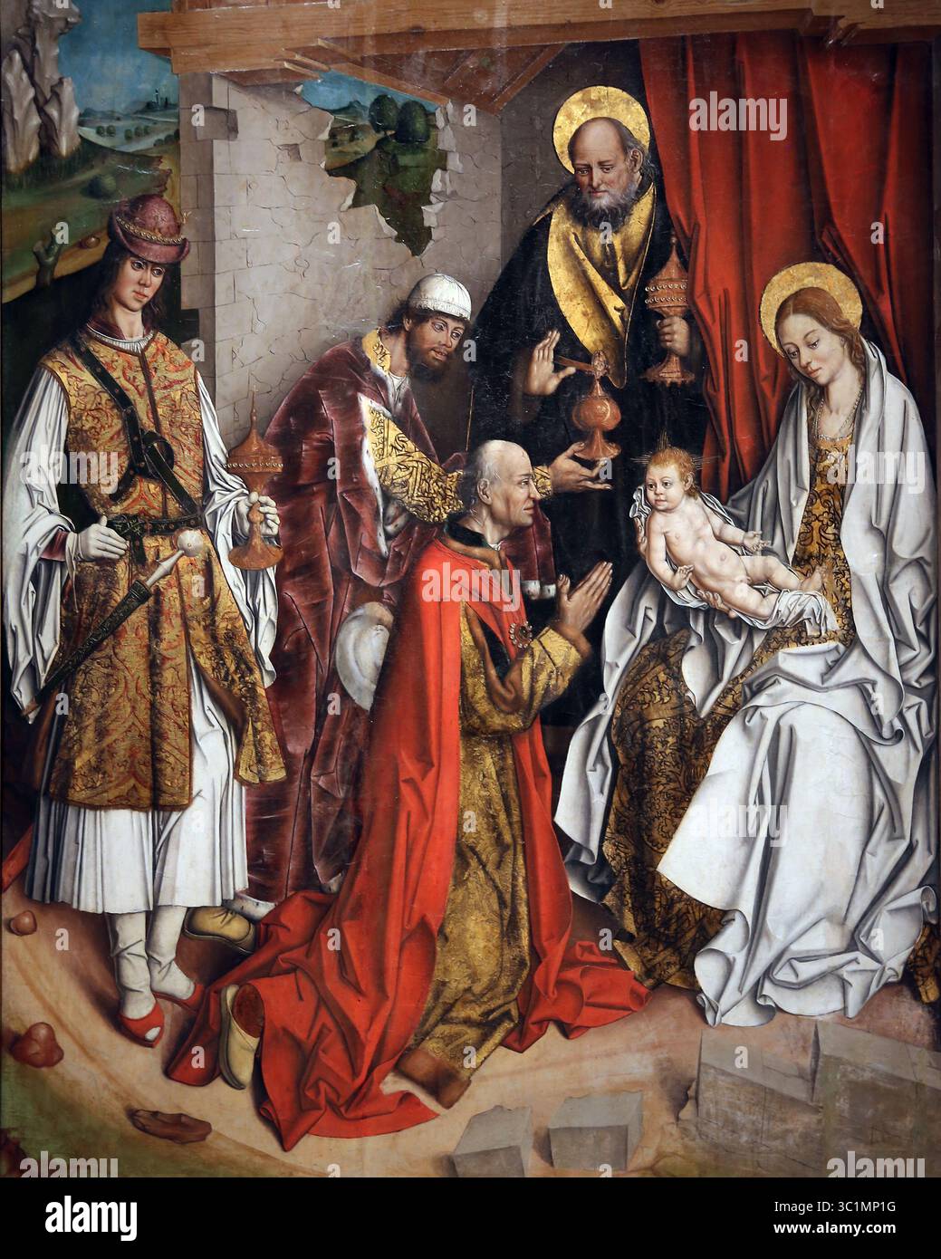 Épiphanie de Fernando Gallego, v. 1480-1490. Huile et feuille d'or sur bois. MNAC. Espagne. Banque D'Images