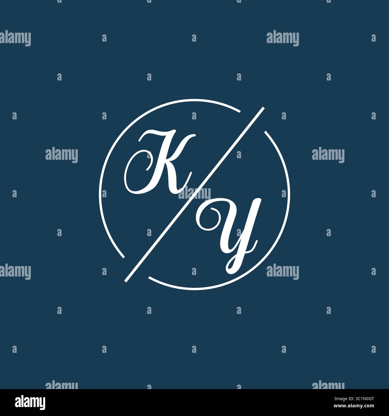 Lettre initiale KY logo monogramme avec graphique vectoriel graphique vectoriel de style de ligne de cercle Illustration de Vecteur