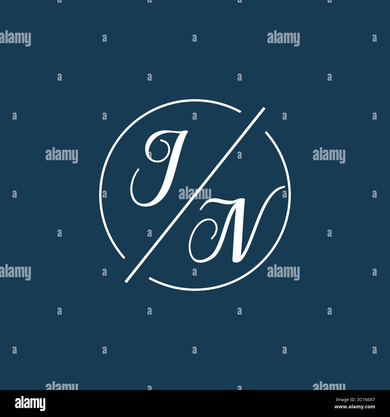 Lettre initiale JN logo monogramme avec graphique vectoriel graphique vectoriel de style de ligne de cercle Illustration de Vecteur