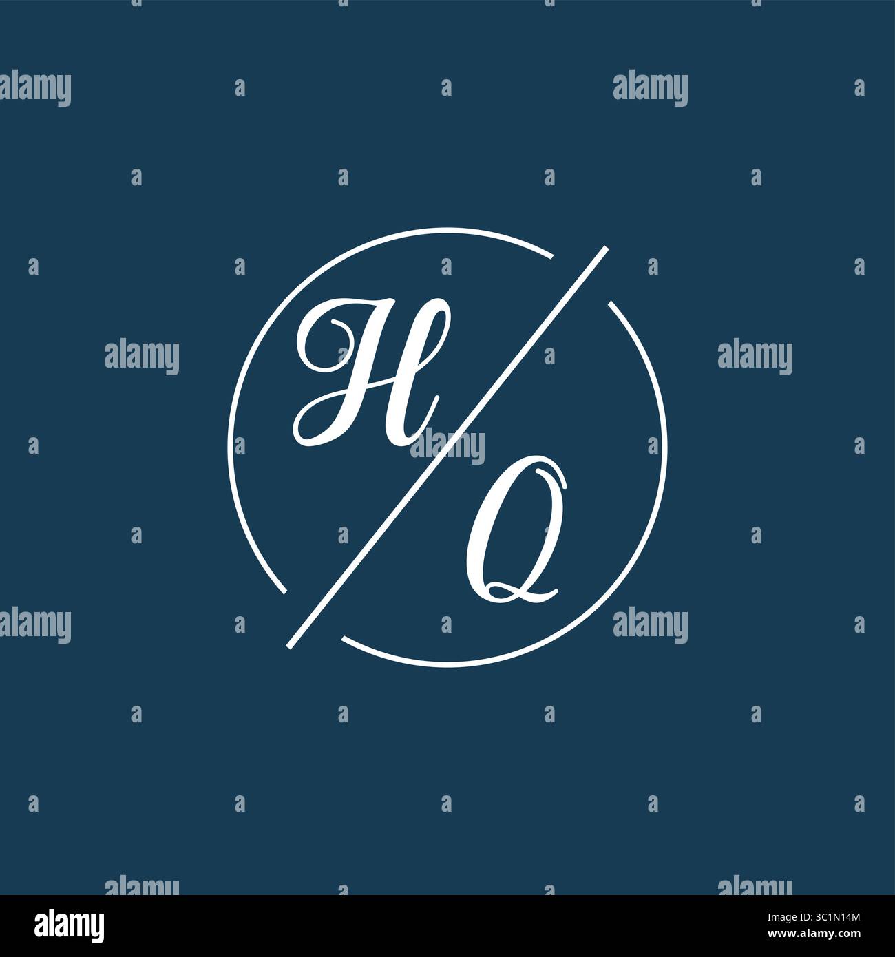 Lettre initiale HQ logo monogramme avec graphique vectoriel graphique vectoriel de style de ligne de cercle Illustration de Vecteur