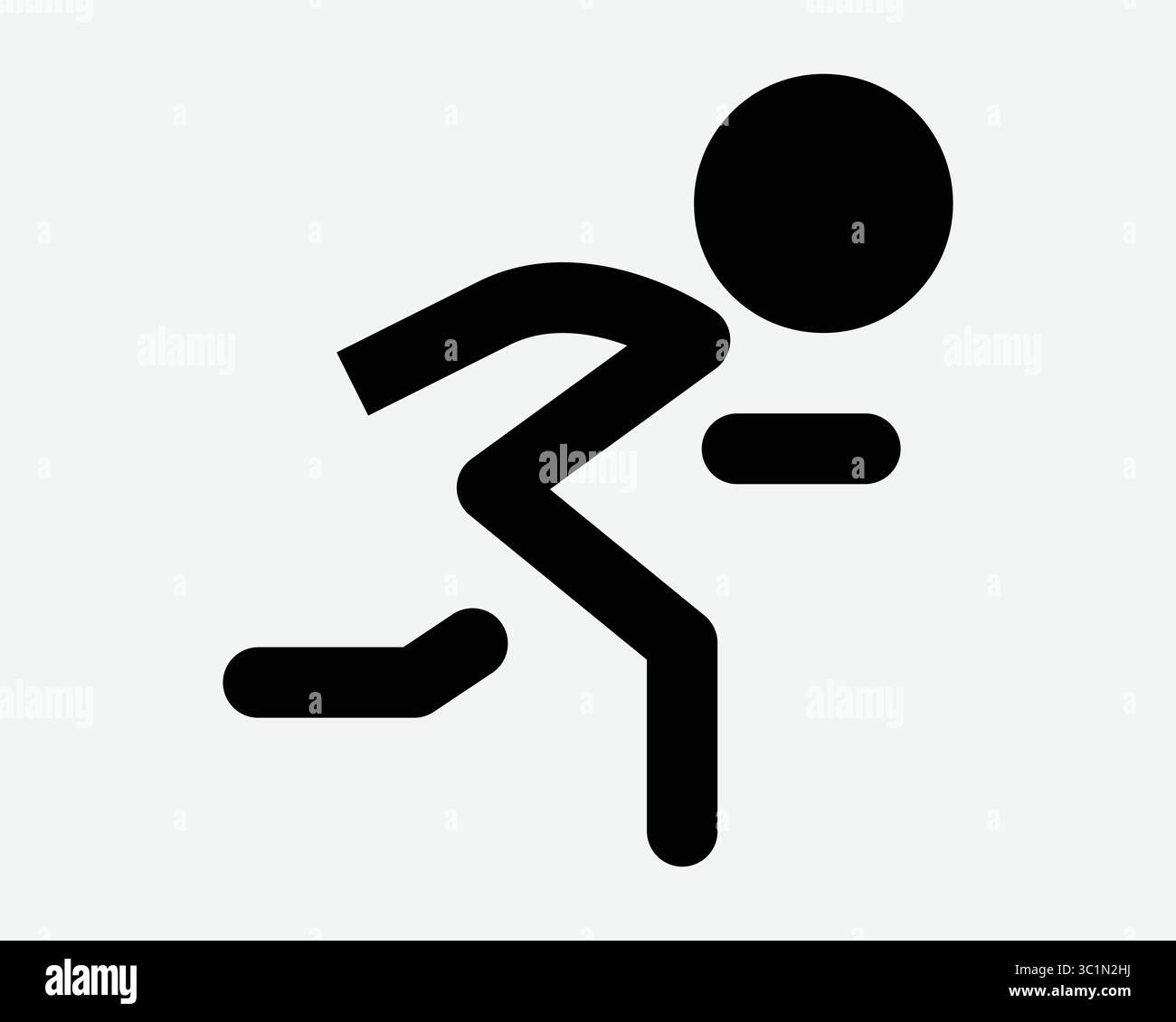 Homme Running Stick Figurine Run Runner Athlete Race Competition Start Line Dash Sprint Noir Blanc icône signe symbole illustration vectorielle illustration graphique Illustration de Vecteur