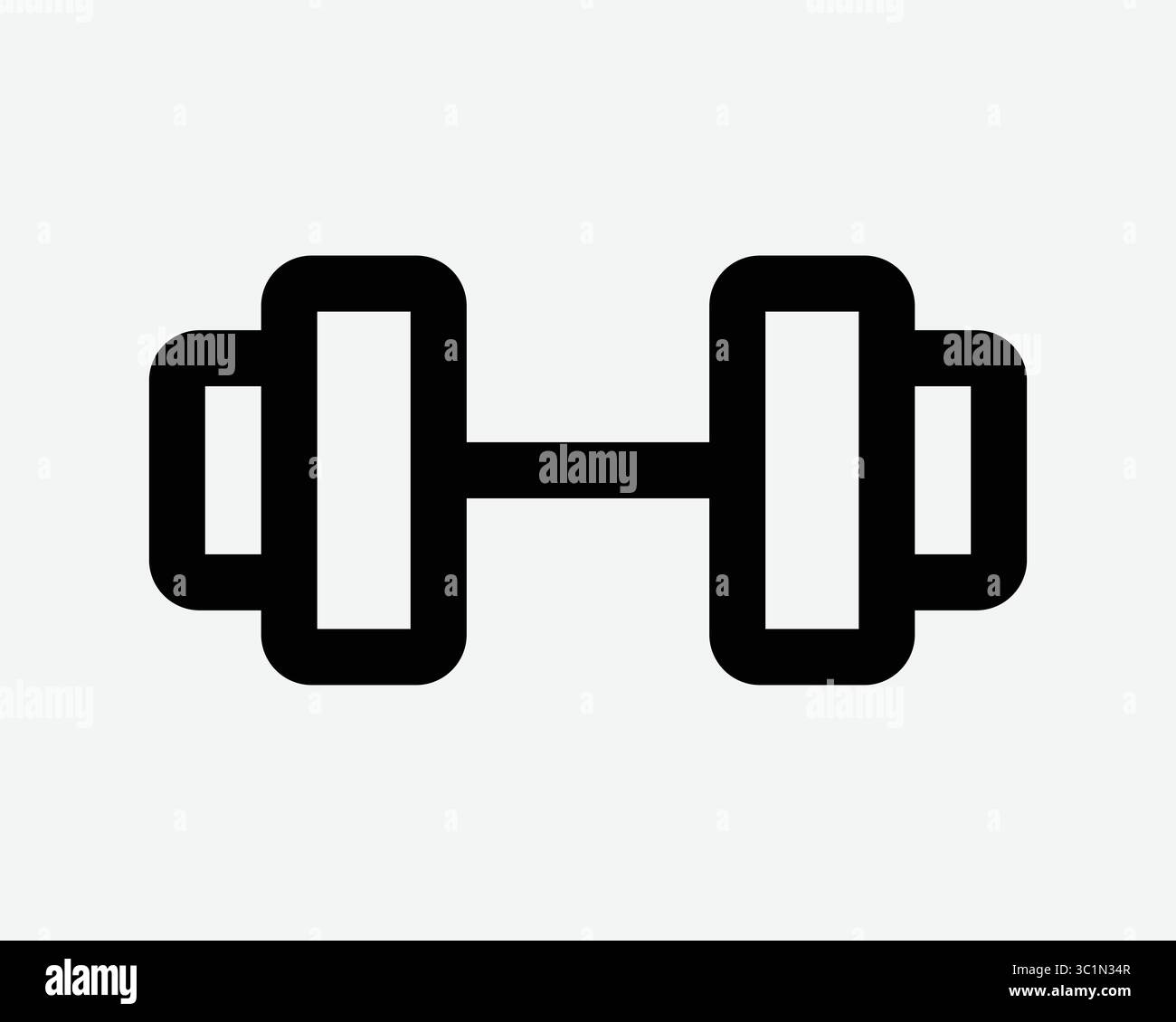 Poids haltères Barbell Sport Fitness Gym Bodybuilding Hobby Sports exercice entraînement de force train Noir Blanc vecteur icône signe symbole graphique Artw Illustration de Vecteur