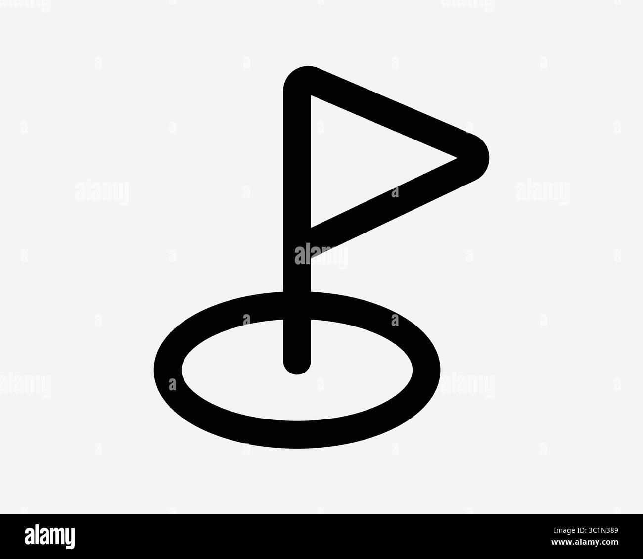 Trou de golf drapeau Post Flagpost Golf Sport objectif ligne contour forme terrain de golf cible Noir Blanc vecteur icône symbole graphique illustration graphique Illustration de Vecteur
