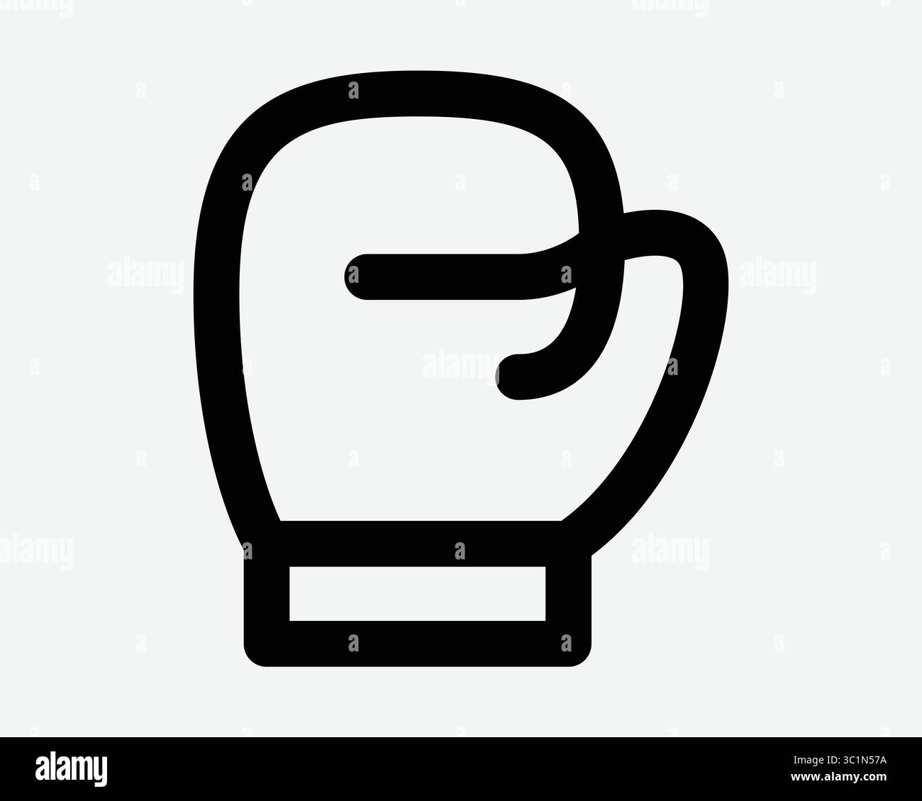 Gants de poinçonnage main gant Sport Box boxe athlète Fist Fight Fighter Outline Line Punch Noir Blanc signe vectoriel symbole graphique illustration découpe forme Illustration de Vecteur