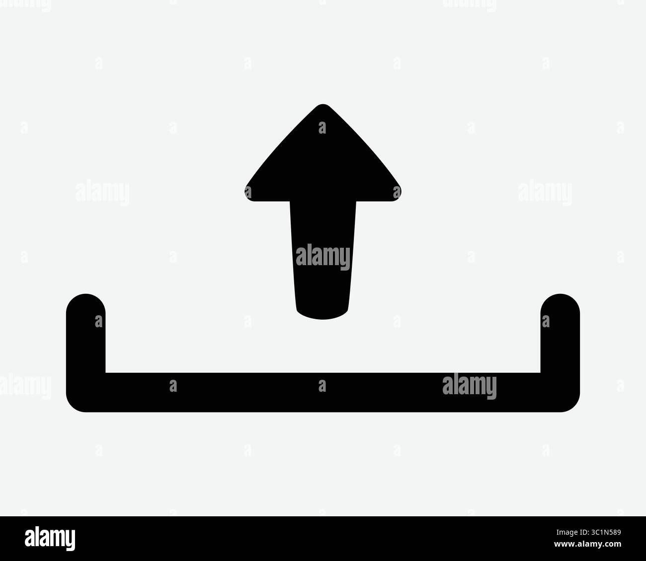 Télécharger pointeur flèche Uploader fichier support de stockage transférer chargement chargement ordinateur App site Web Noir Blanc vecteur icône signe symbole illustration graphique Illustration de Vecteur