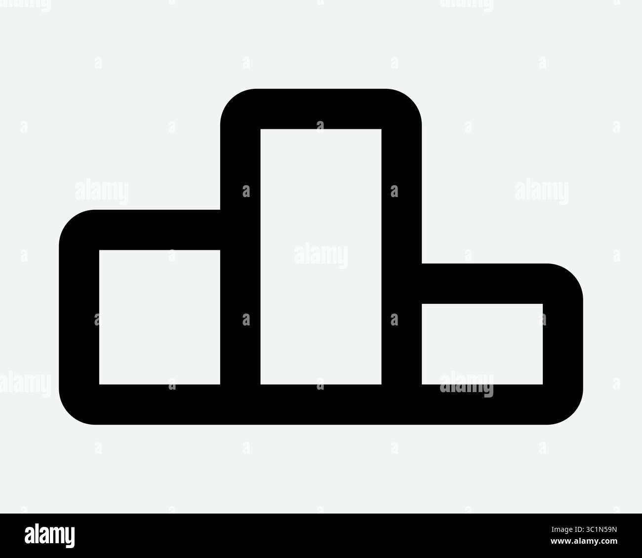 Podium classement premier deuxième troisième graphique à barres données gagnant du concours vainqueur contour de la ligne Noir Blanc vecteur icône symbole graphique illustration graphique Illustration de Vecteur