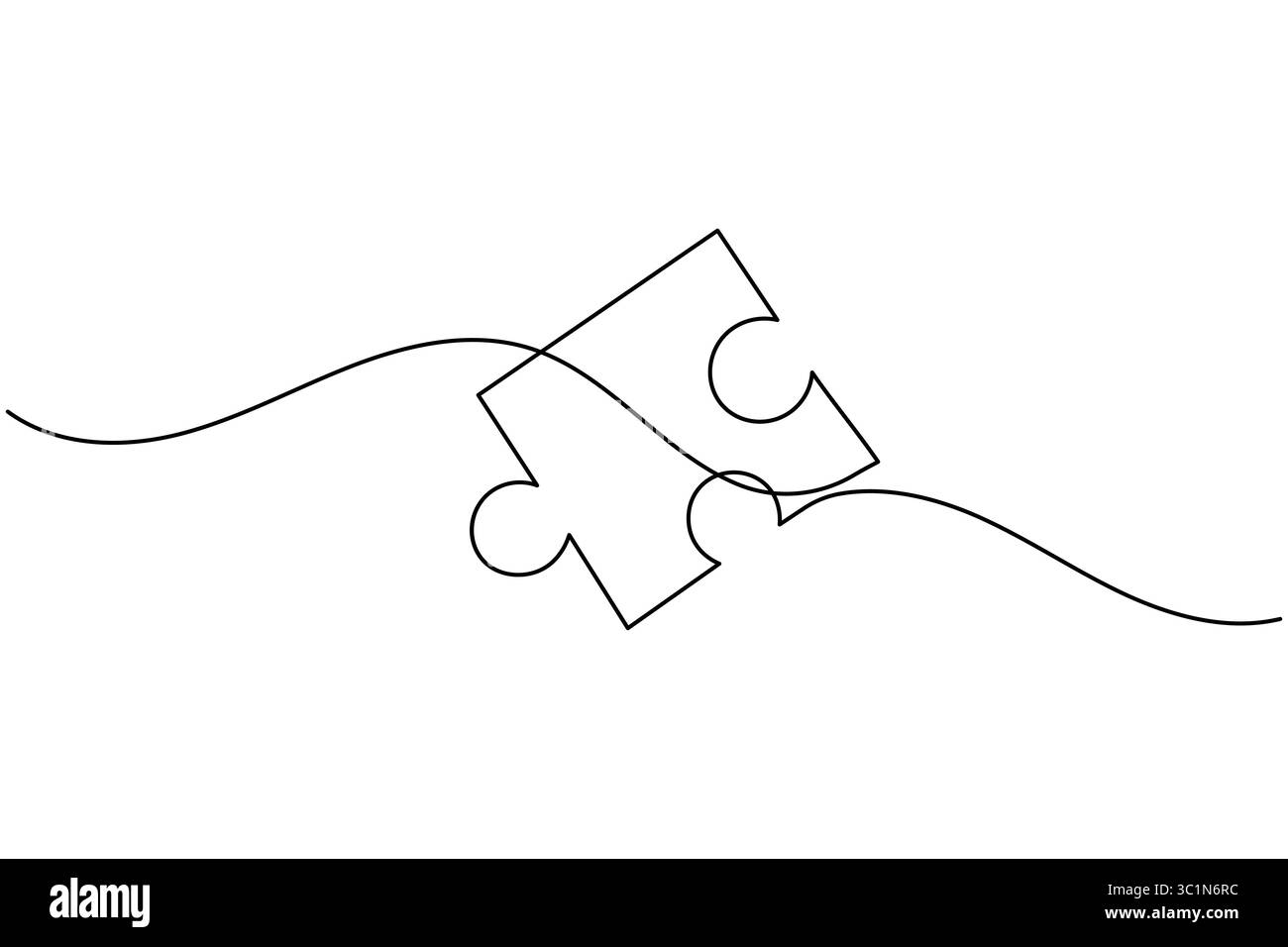 Dessin continu de ligne d'icône de puzzle avec résolution de problème isolez l'illustration vectorielle de contour Illustration de Vecteur