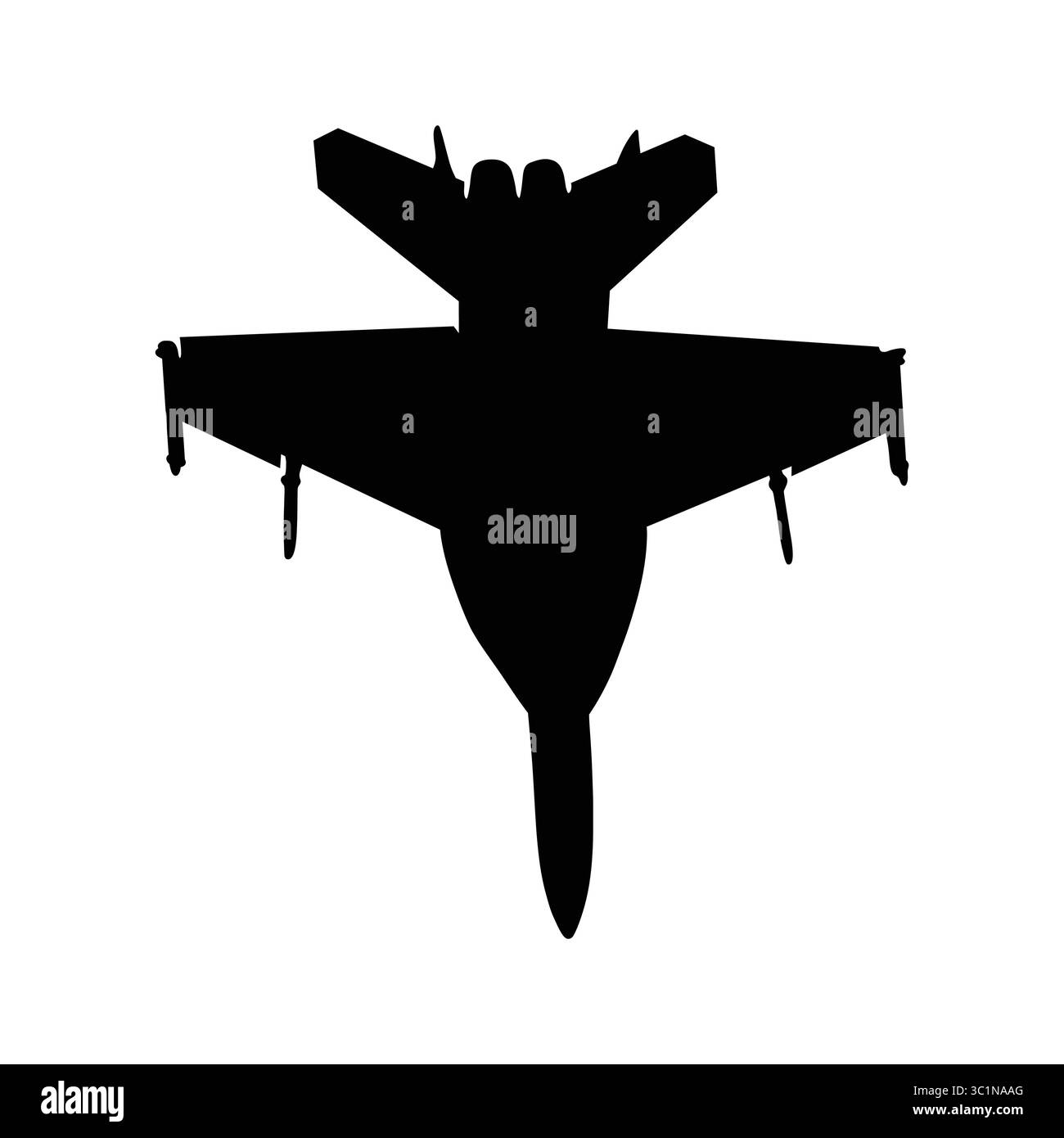 Silhouette d'un avion de chasse militaire à réaction vue de dessous Illustration de Vecteur