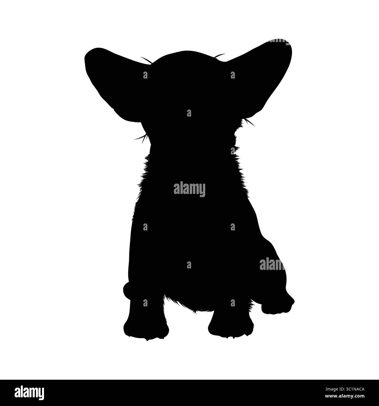 Silhouette du chiot assis orienté vers l'avant Illustration de Vecteur