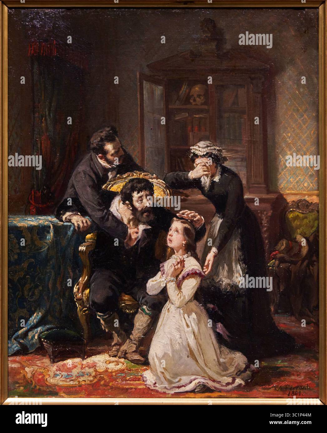 El moribundo, le mourant, 1869, ALEJANDRO FERRANT y FISCHERMANS, Museo del Romanticismo, Musée du romantisme, Madrid, Espagne. Banque D'Images