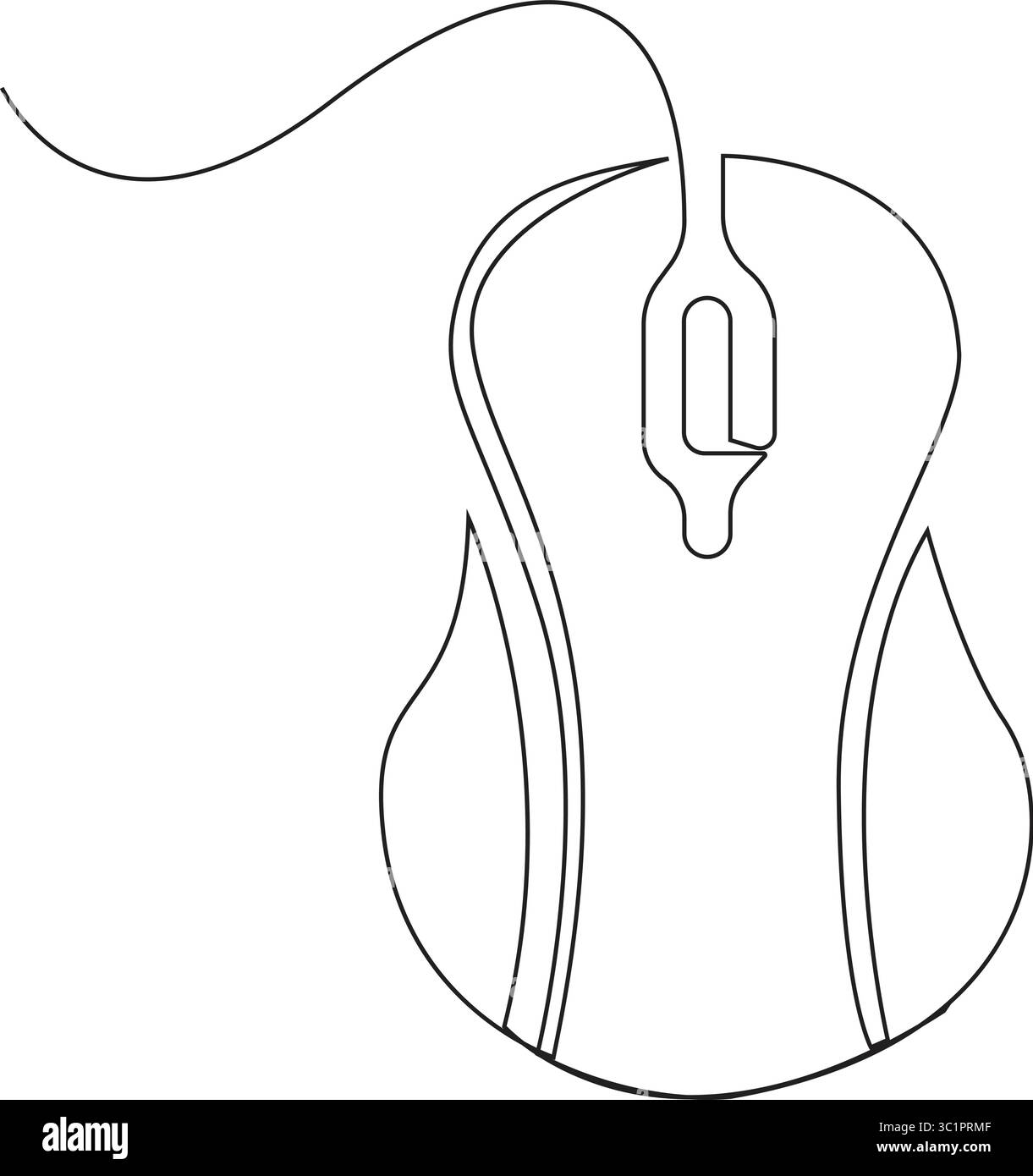 Illustration vectorielle continue de souris d'ordinateur d'une ligne, icône linéaire de course noire de souris d'ordinateur, ordinateur de souris un dessin d'art continu d'une seule ligne. Illustration de Vecteur