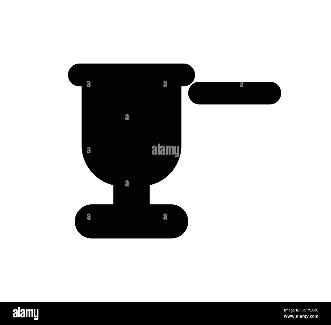 Cette icône noire minimaliste d'un mortier et d'un pilon représente une préparation culinaire et à base de plantes. Il capture l'essence de la cuisson, du broyage et du mélange Illustration de Vecteur