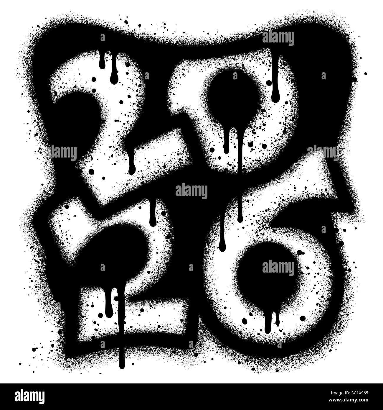 graffiti du nouvel an 2026 dans le style peinture au pistolet. Illustration de Vecteur