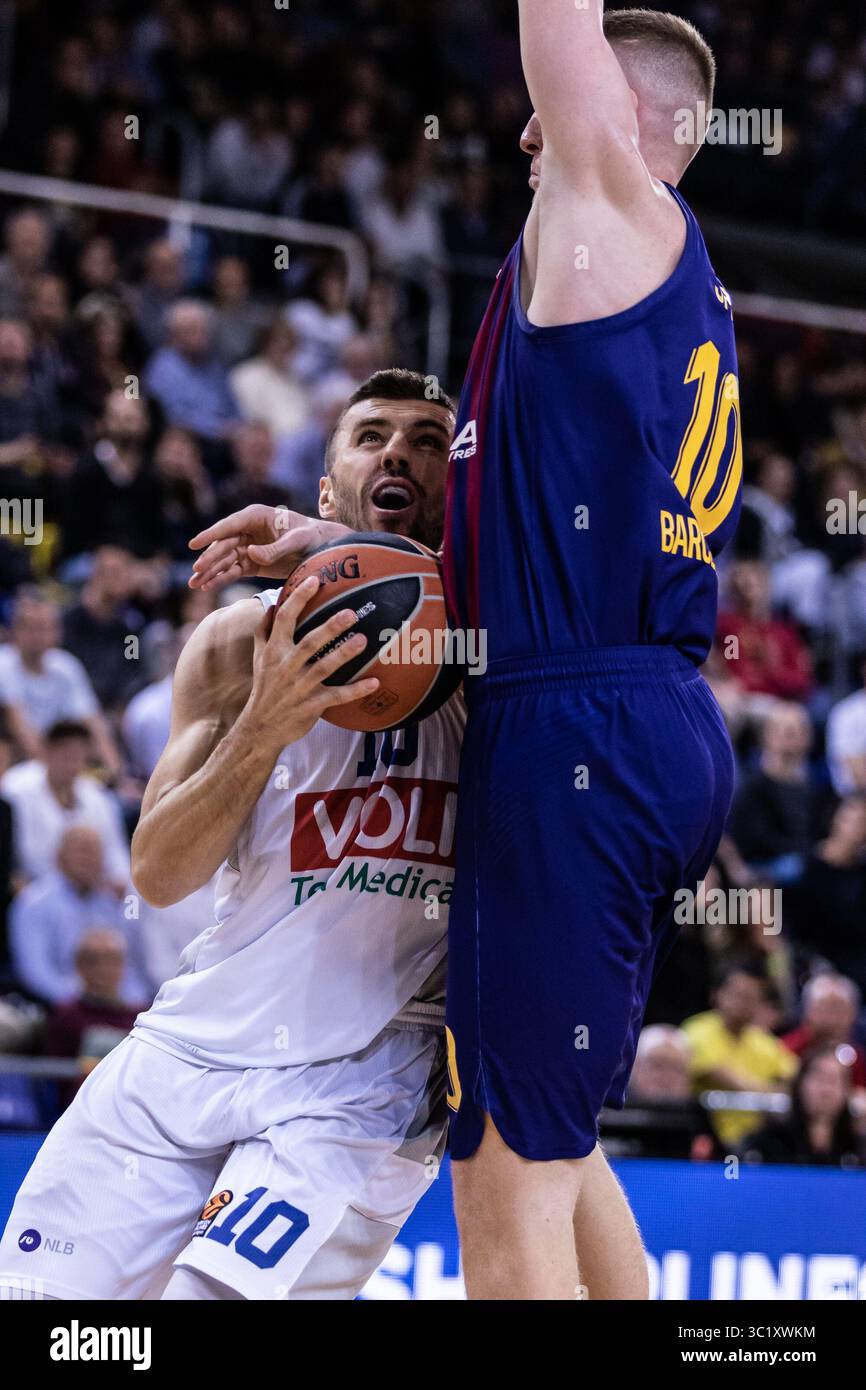28 mars 2019 - Barcelone, Barcelone, Espagne - Nemanja Gordic, #10 de Buducnost VOLI lors de l'EuroLeague Basketball, match entre le FC Barcelona Lassa et Buducnost VOLI au Palau Blaugrana, à Barcelone, Espagne. 28 mars 2019. (Crédit image : © AFP7 via ZUMA Wire) Banque D'Images
