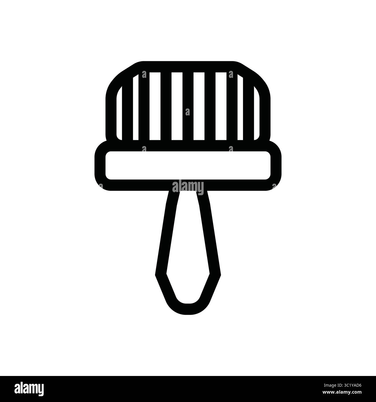 Icône de pinceau à poils larges, contour noir simple. Outil de peinture dessiné à la main Illustration de Vecteur