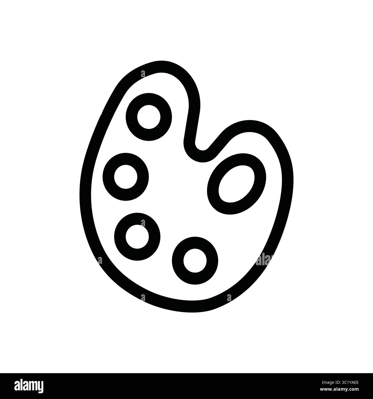 Icône de palette de couleurs, palette de couleurs Painter contour simple. Palette pour mélanger les couleurs. Fournitures d'art dessinées à la main. Illustration de Vecteur