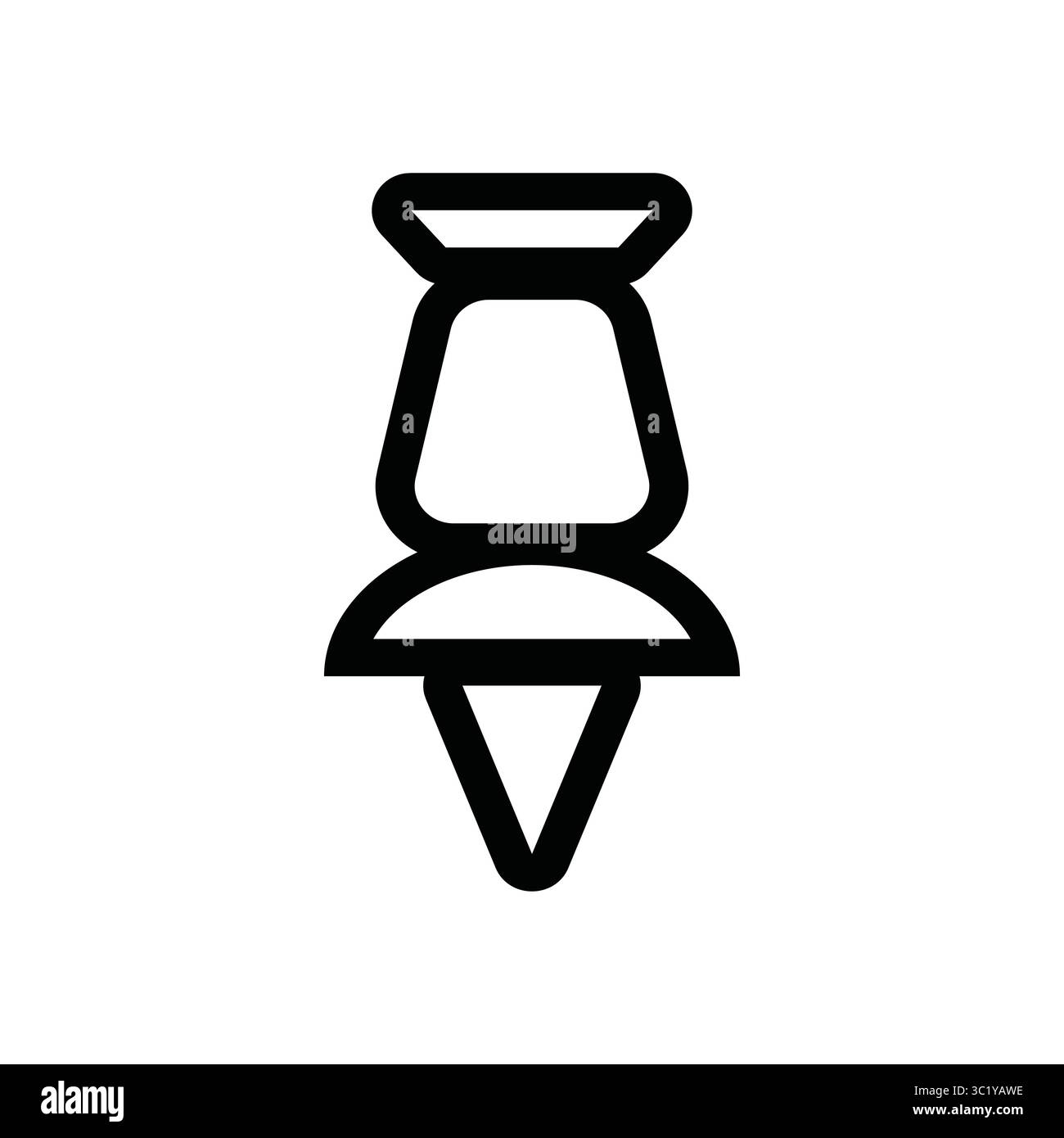 Icône punaise noire, contour de vignette. Symbole de bureau dessiné à la main Illustration de Vecteur