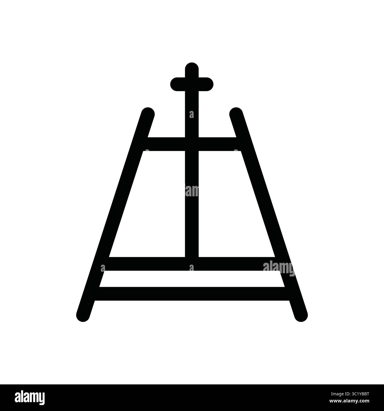 Icône de chevalet, outil en forme de trépied pour tenir la toile. Conception simple de contour noir. Fournitures d'art dessinées à la main Illustration de Vecteur