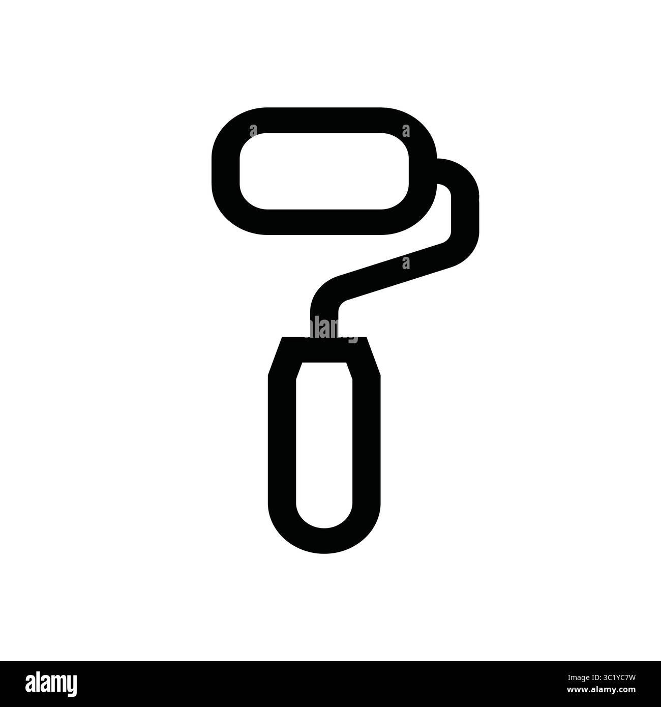 icône courte de rouleau de peinture, outil de peinture murale. Outil d'application de peinture illustration simple de contour noir. Fournitures d'art dessinées à la main Illustration de Vecteur