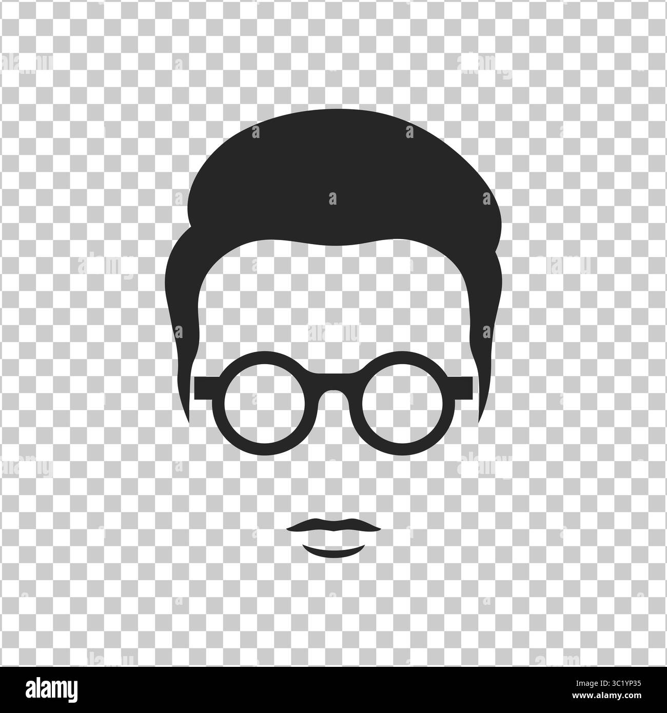 Coupe de cheveux et lunettes. Homme portant des lunettes abstraites icône minimaliste sur fond transparent. Illustration vectorielle Illustration de Vecteur