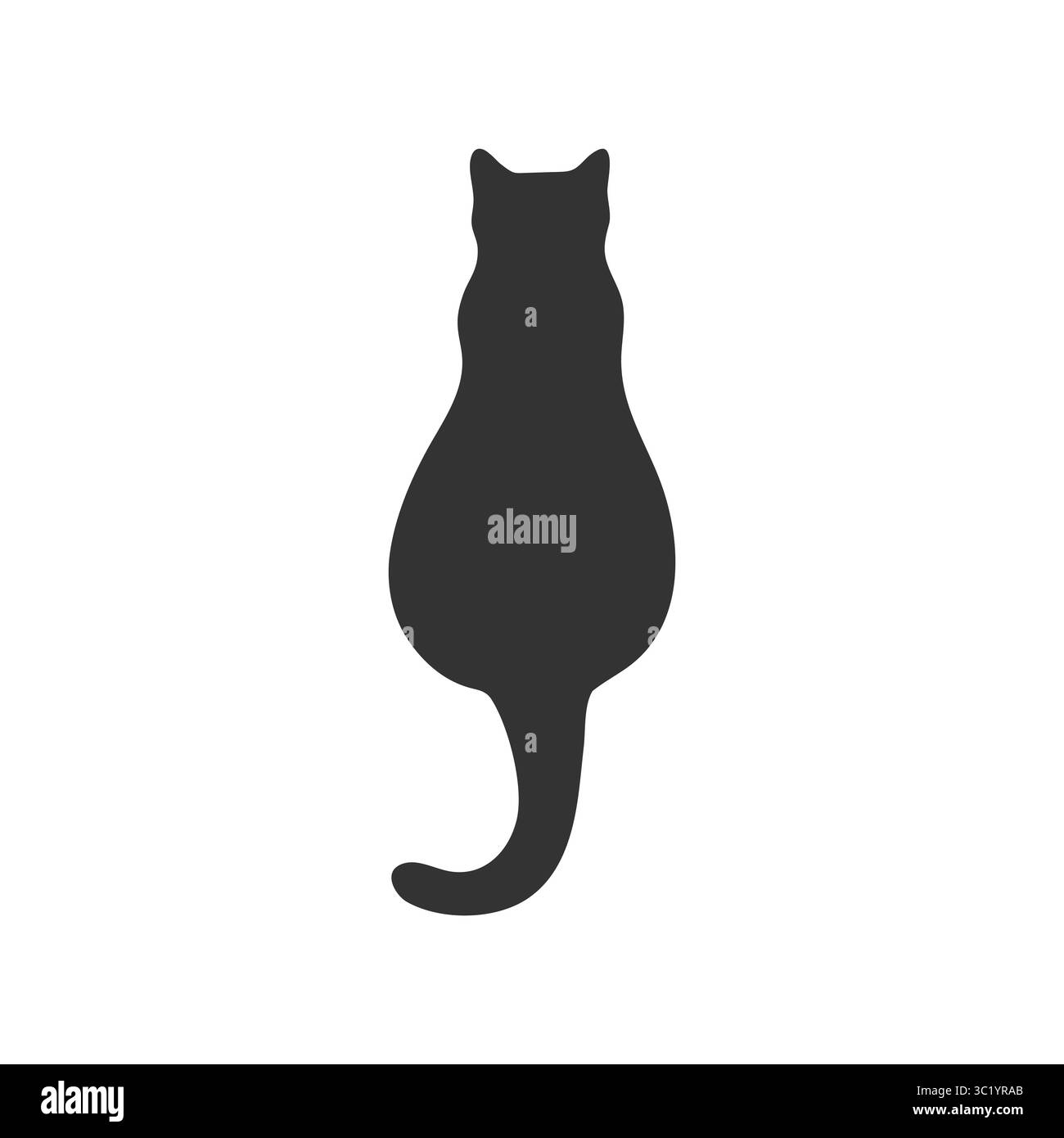 Silhouette d'un chat assis avec son dos isolé sur un fond blanc. Ombre de chat. Illustration vectorielle Illustration de Vecteur