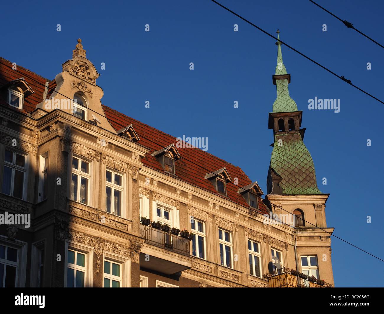 Bâtiment historique de Tenement et Tour Spire à Szczecin, Pologne Banque D'Images