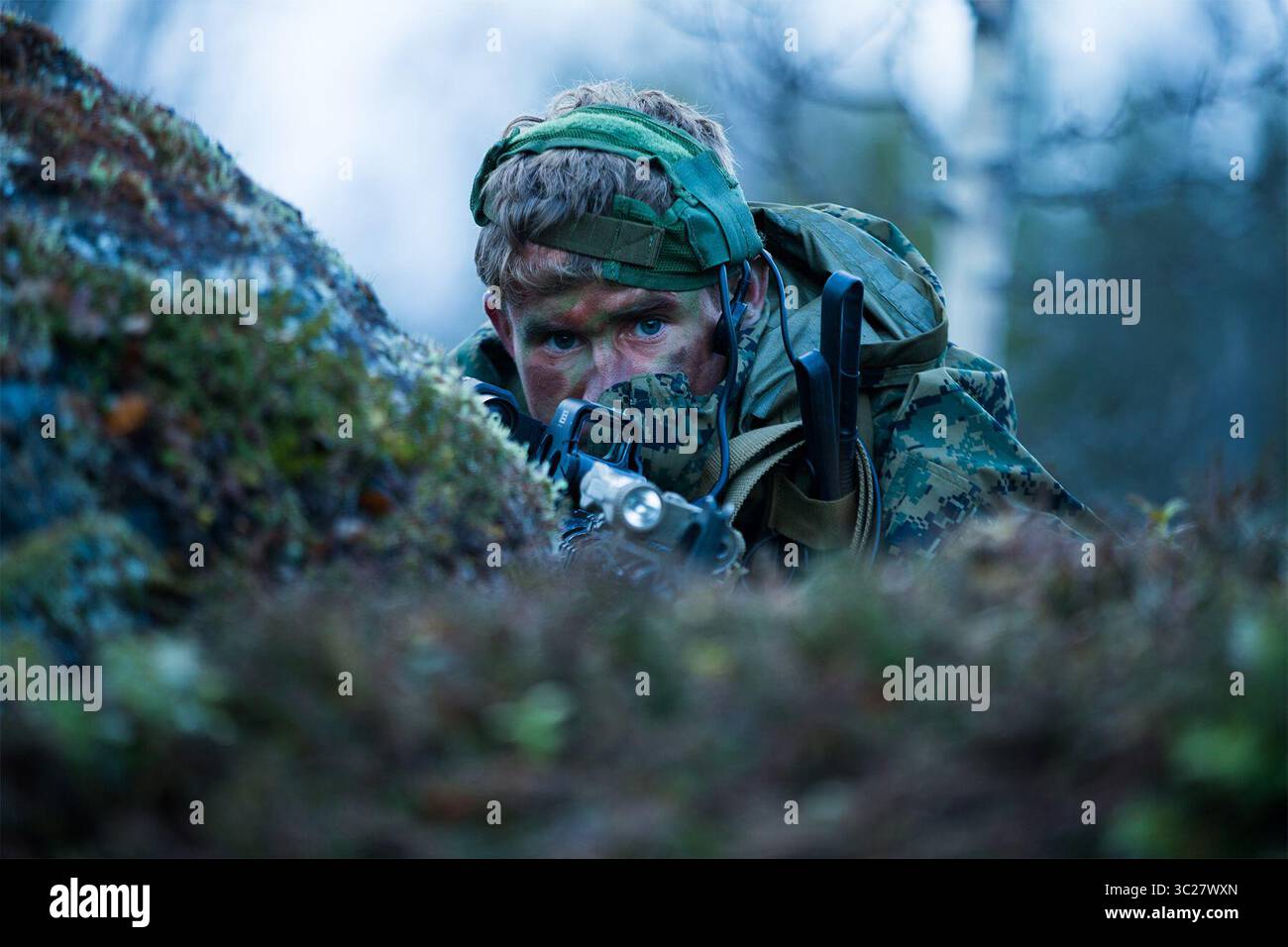13 mai 2019 - Norvège - Une marine patrouille dans une zone boisée en Norvège, le 13 mai 2019, lors de Platinum Ren, un exercice mené avec les forces norvégiennes dans des environnements difficiles qui vise à renforcer les partenariats de coalition. (Crédit image : © U.S. Marines/ZUMA Wire/ZUMAPRESS.com) Banque D'Images