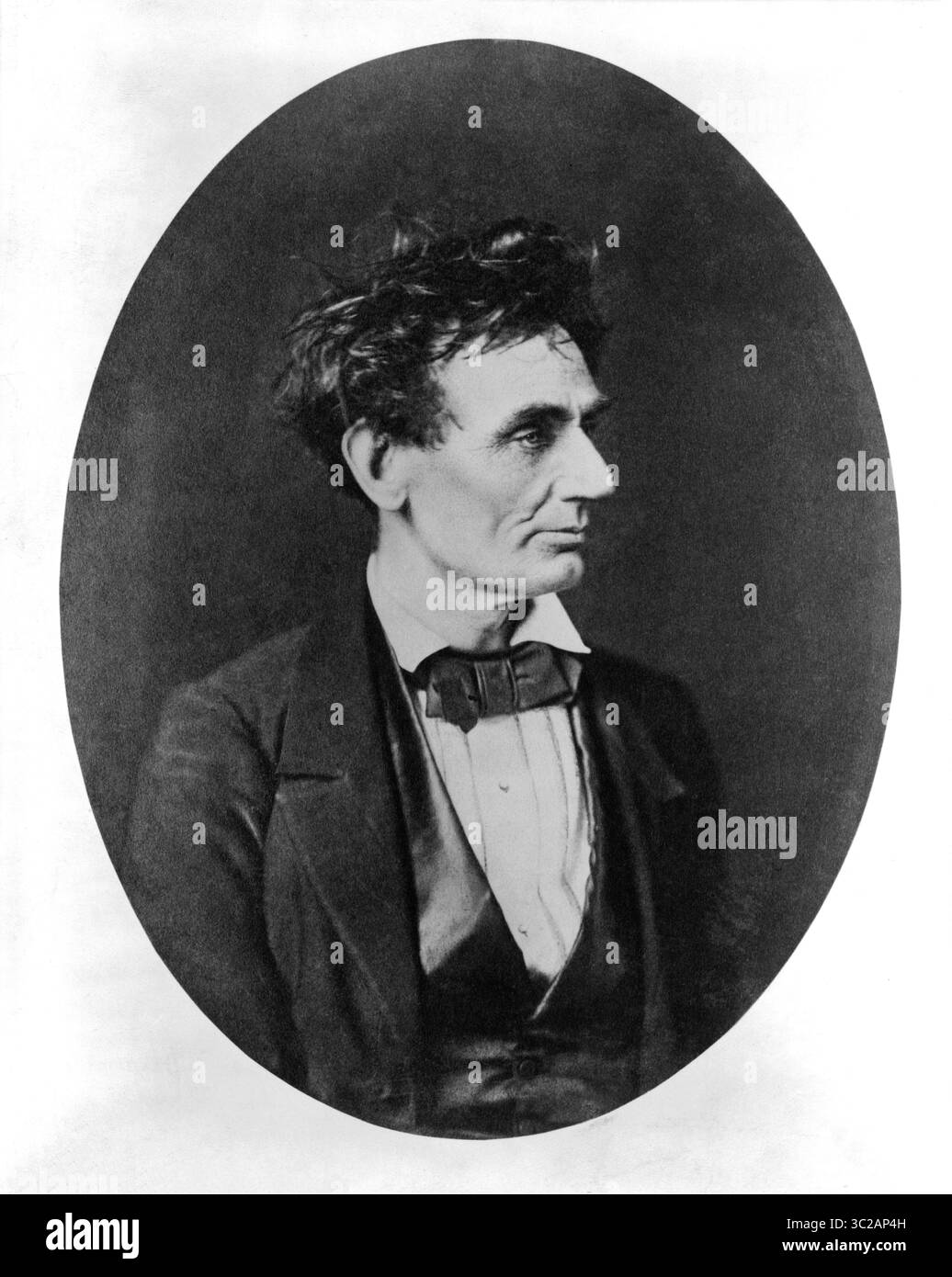 27 mars 2019 - Chicago, Illinois, États-Unis - Abraham Lincoln, portrait de la tête et des épaules, immédiatement après la nomination au Sénat, Chicago, Illinois, États-Unis, photographie par Alexander Hester, 28 février 1857 (image crédit : © JT Vintage/Glasshouse via ZUMA Wire) Banque D'Images