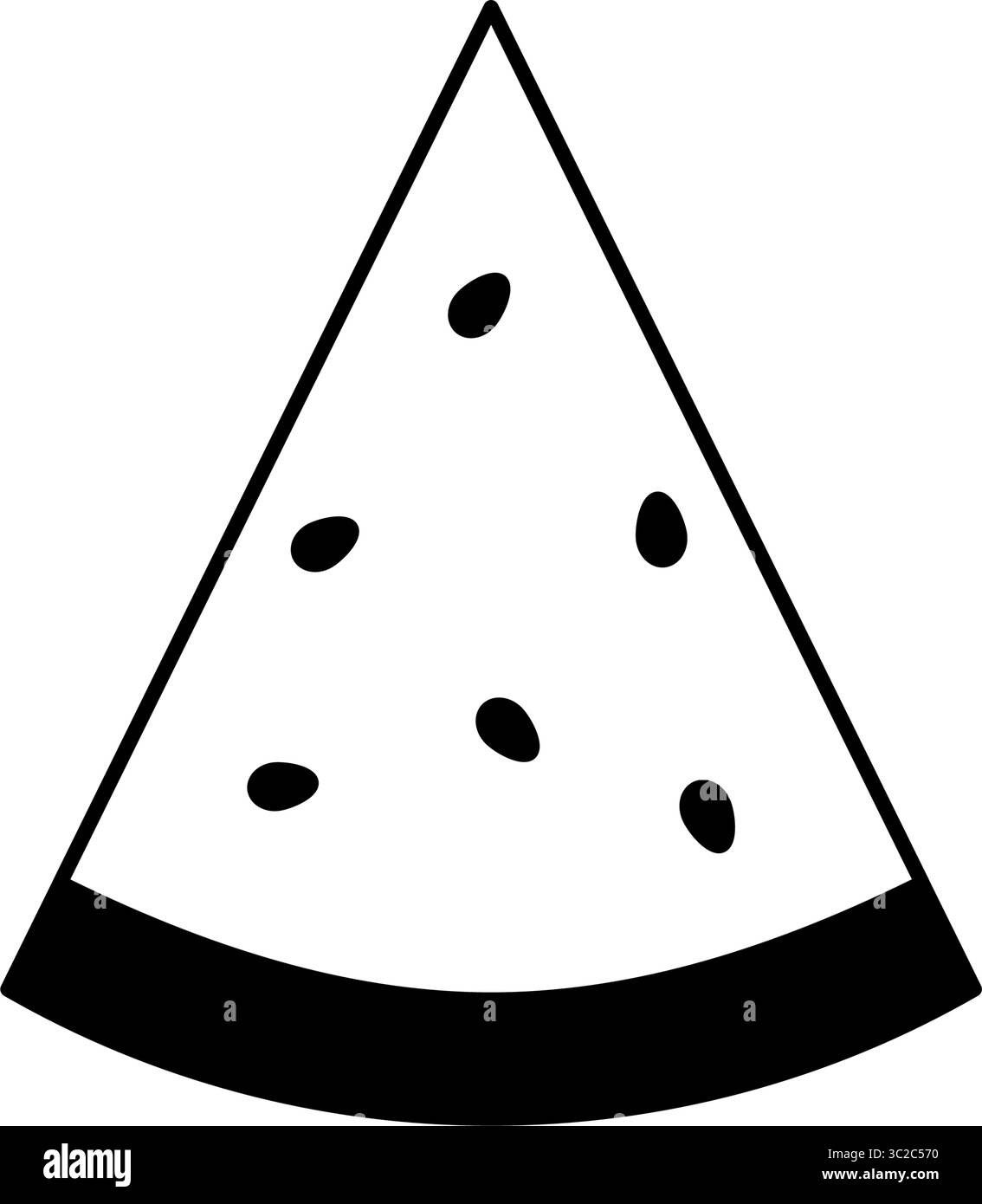 Illustration au trait de pastèque tranchée, icône de fruit d'été simple, noir et blanc, illustration vectorielle Illustration de Vecteur