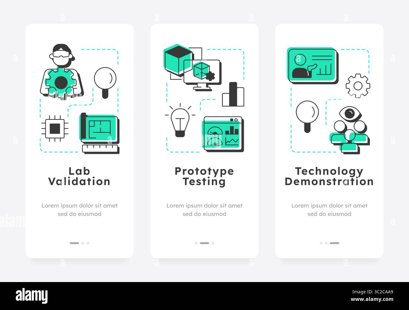 Niveaux de préparation technologique des écrans d'intégration des applications mobiles Illustration de Vecteur