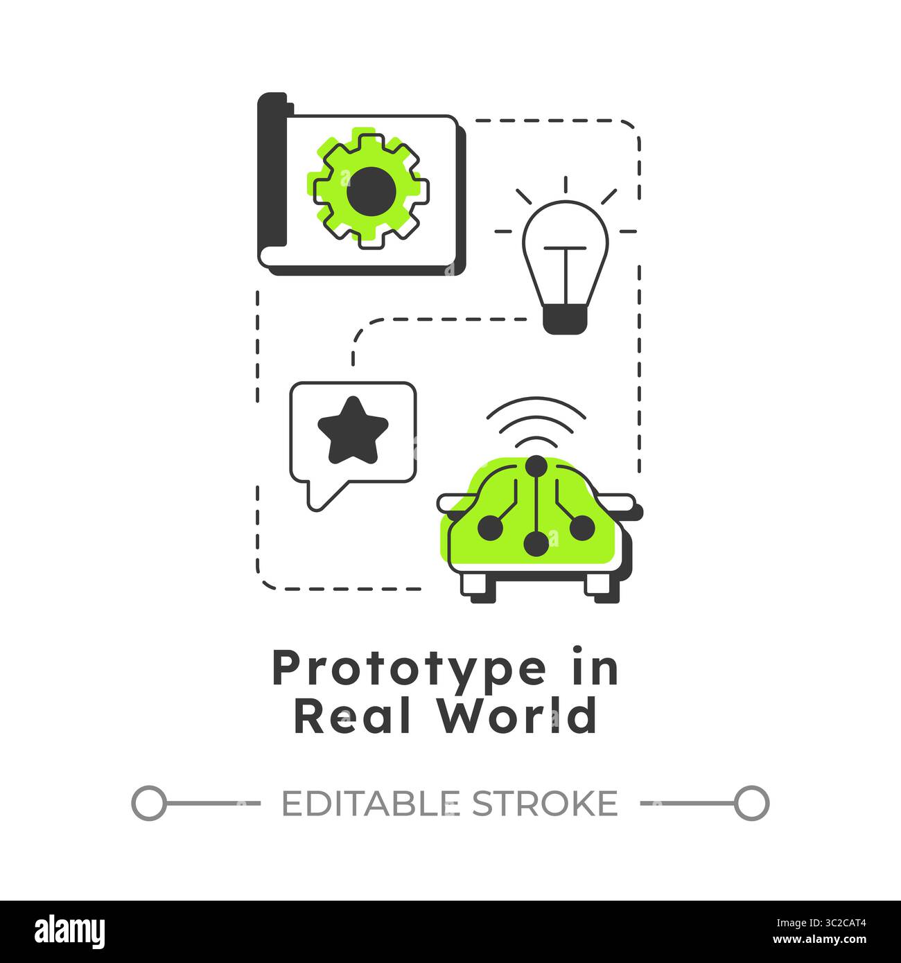 Prototype dans le monde réel icône de concept linéaire moderne Illustration de Vecteur