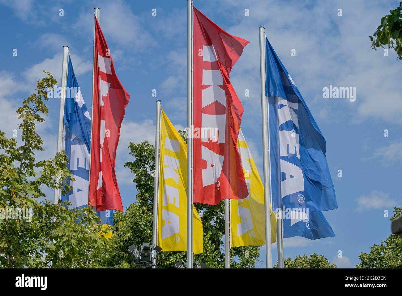 IKEA Werbung, Fahnen, Sachsendamm, Tempelhof, Bezirk Tempelhof-Schöneberg, Berlin, Deutschland Banque D'Images